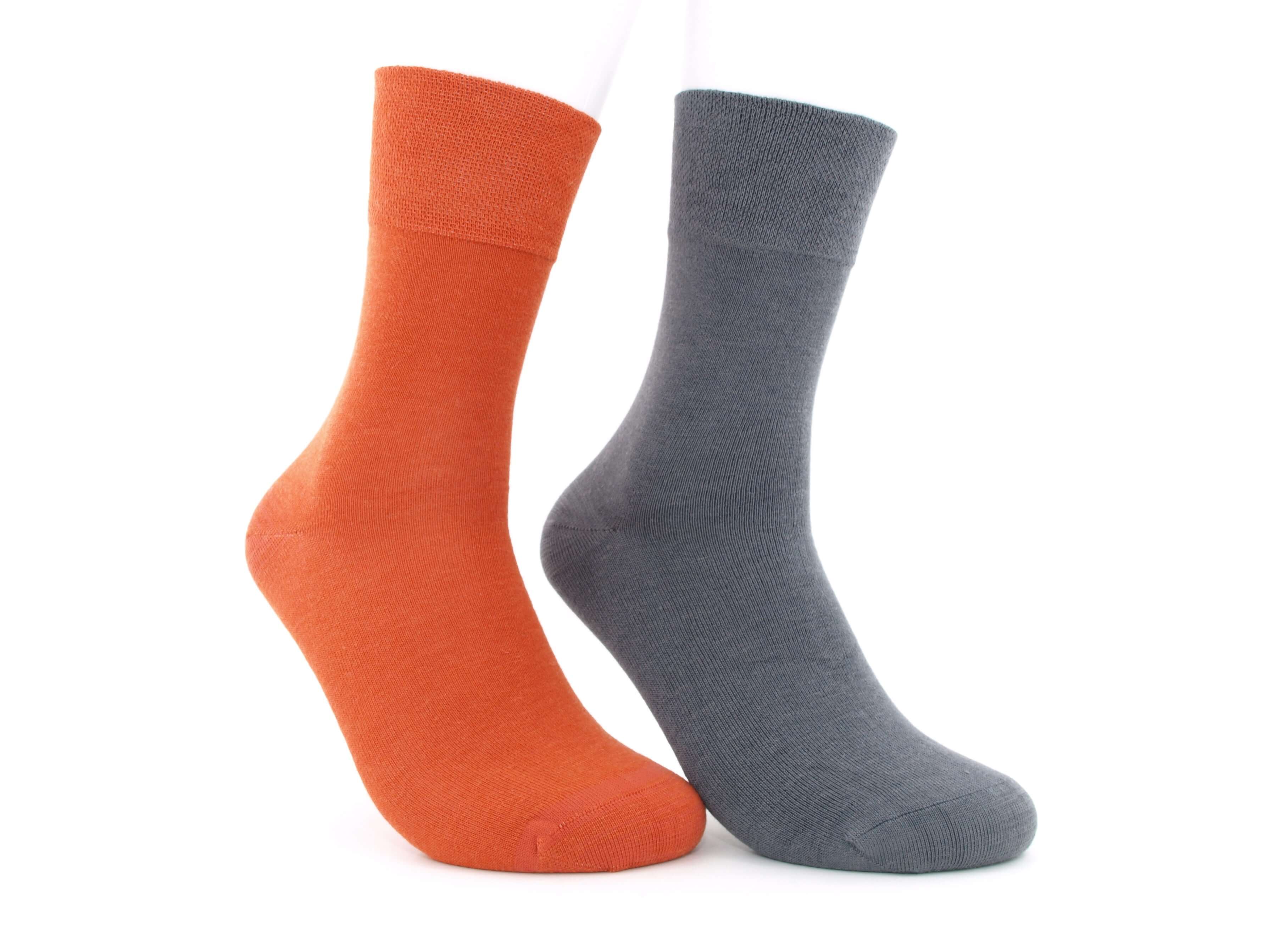 Bild: Bambussocken bunt mit Wolle orange/grau 1