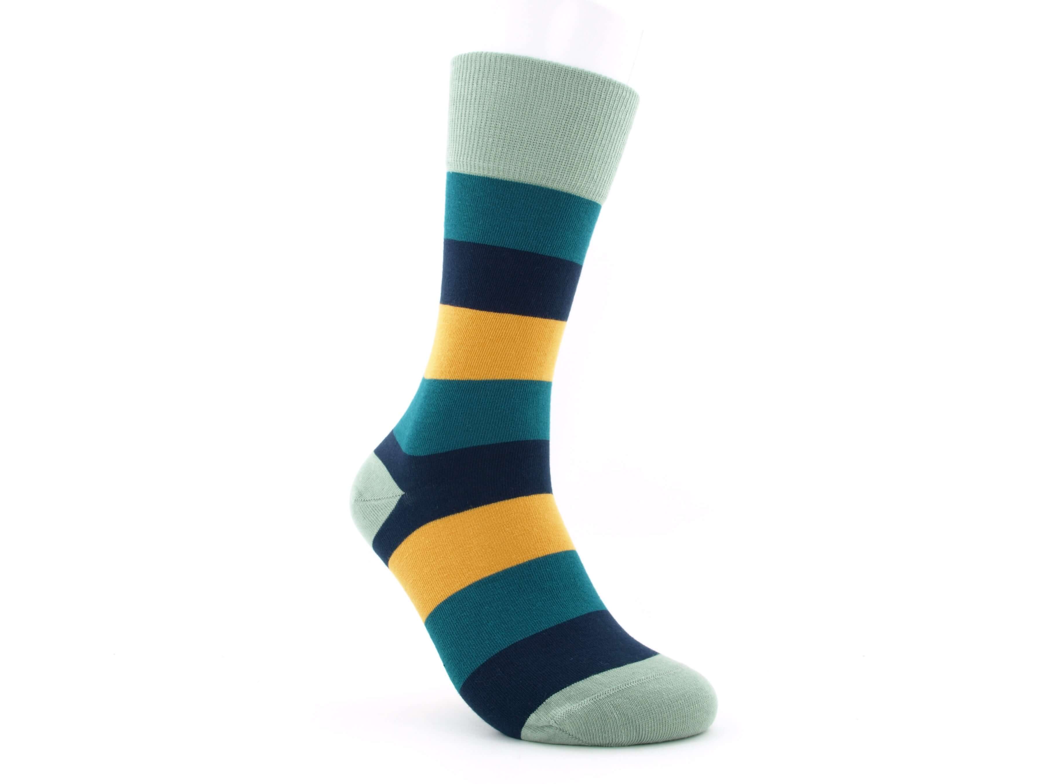 Bild: Bio Socken Streifen petrol 1