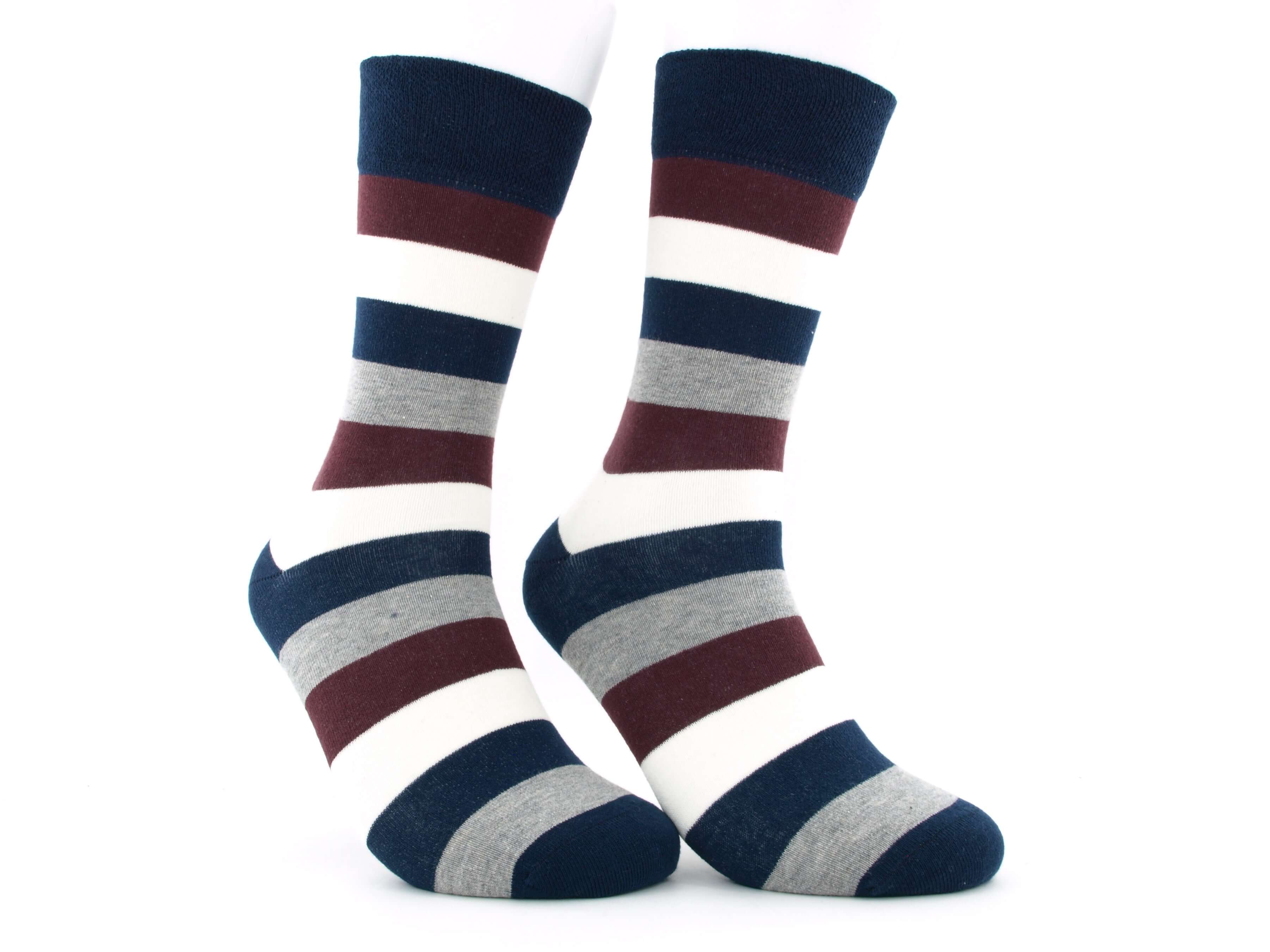 Bild: Bunte Herrensocken Streifen marine 1