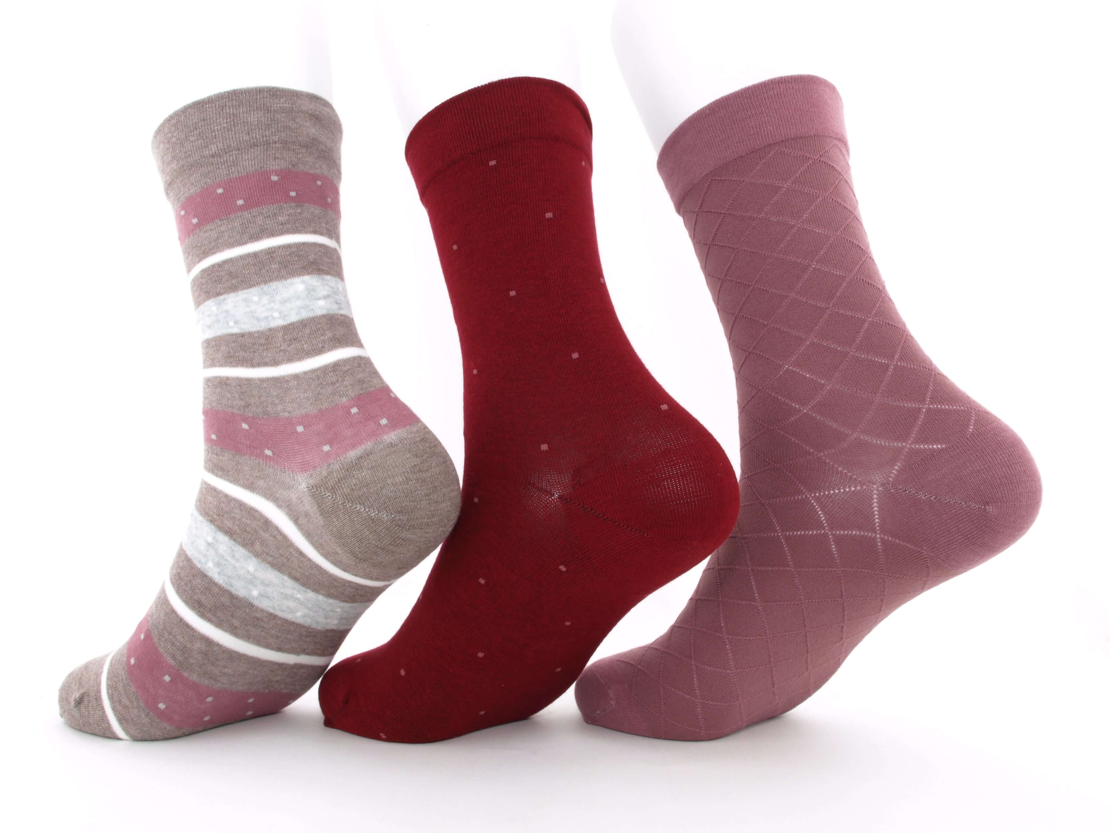 Bild: Diabetiker Socken Damen bunt Winter rot Rückansicht