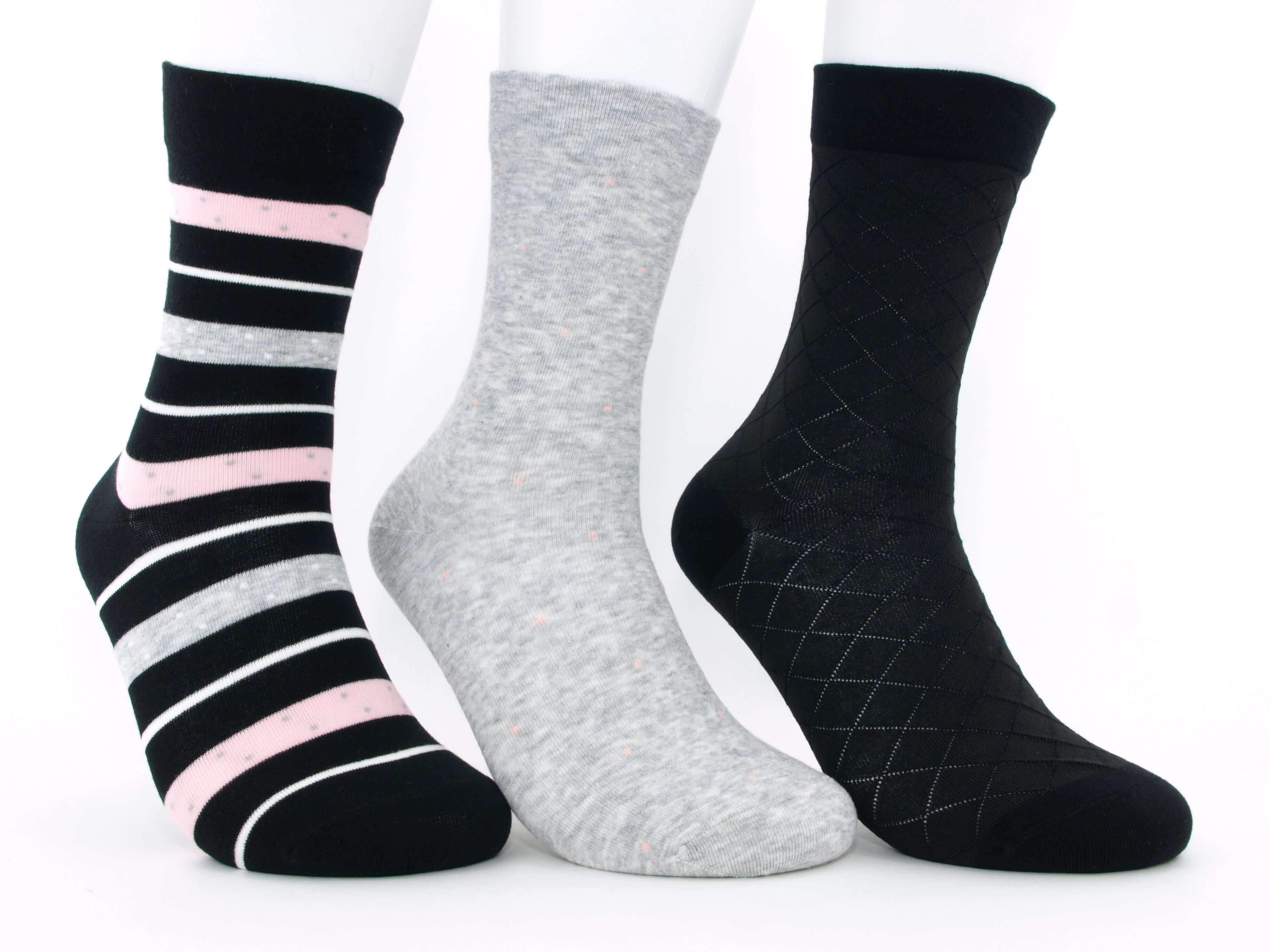 Bild: Bild: Diabetiker Socken Damen bunt Winter schwarz Vorderansicht