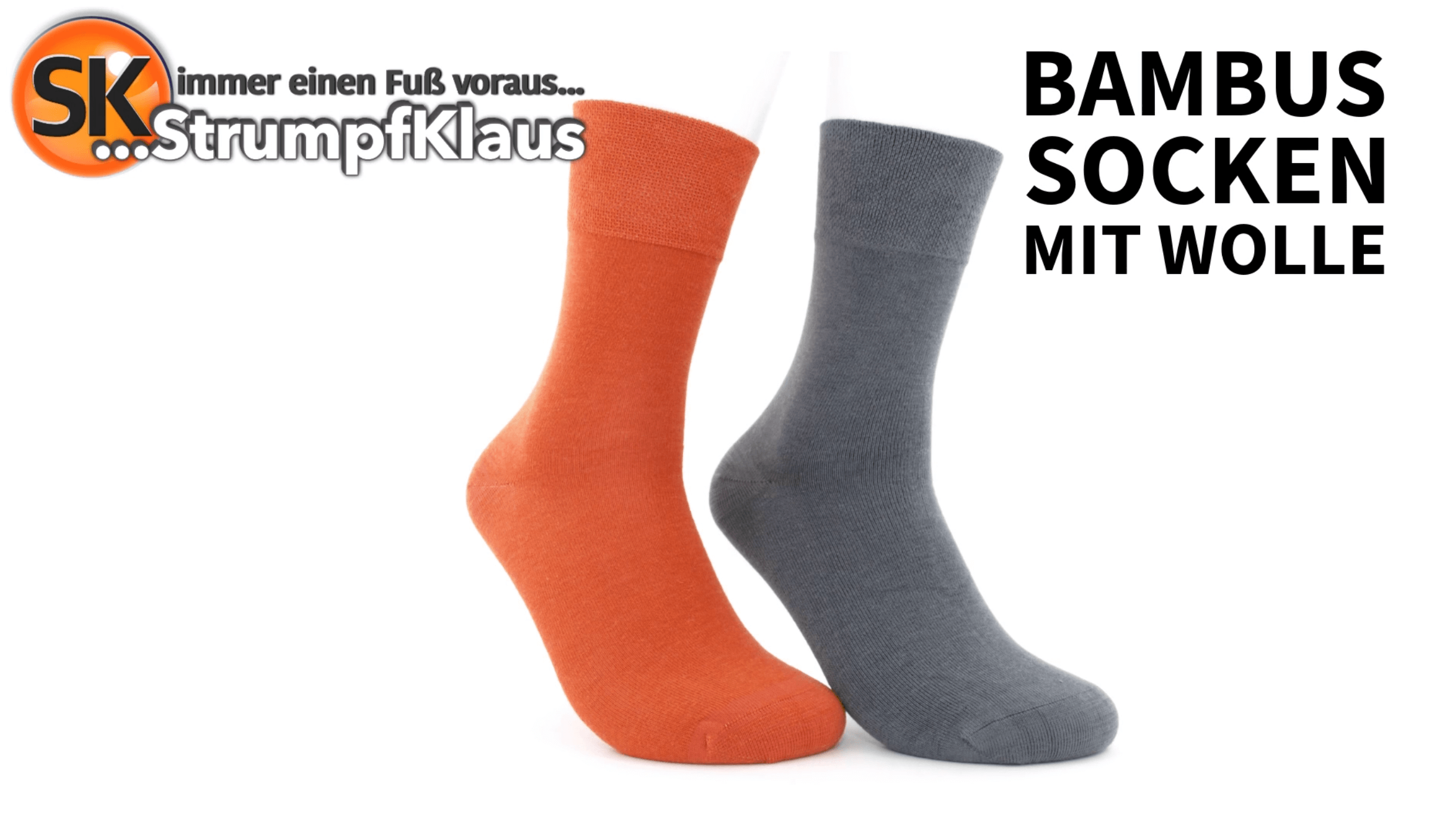 Video: Bambussocken mit Wolle orange/grau