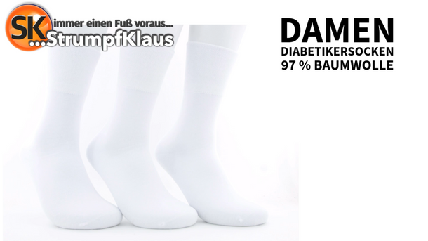 Video: Diabetiker Socken Damen 97 % Baumwolle weiß