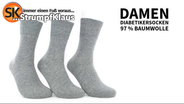 Video: Diabetikersocken Damen 97 % Baumwolle grau 