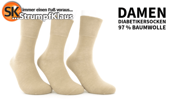 Video: Diabetiker Socken Damen 97 % Baumwolle beige