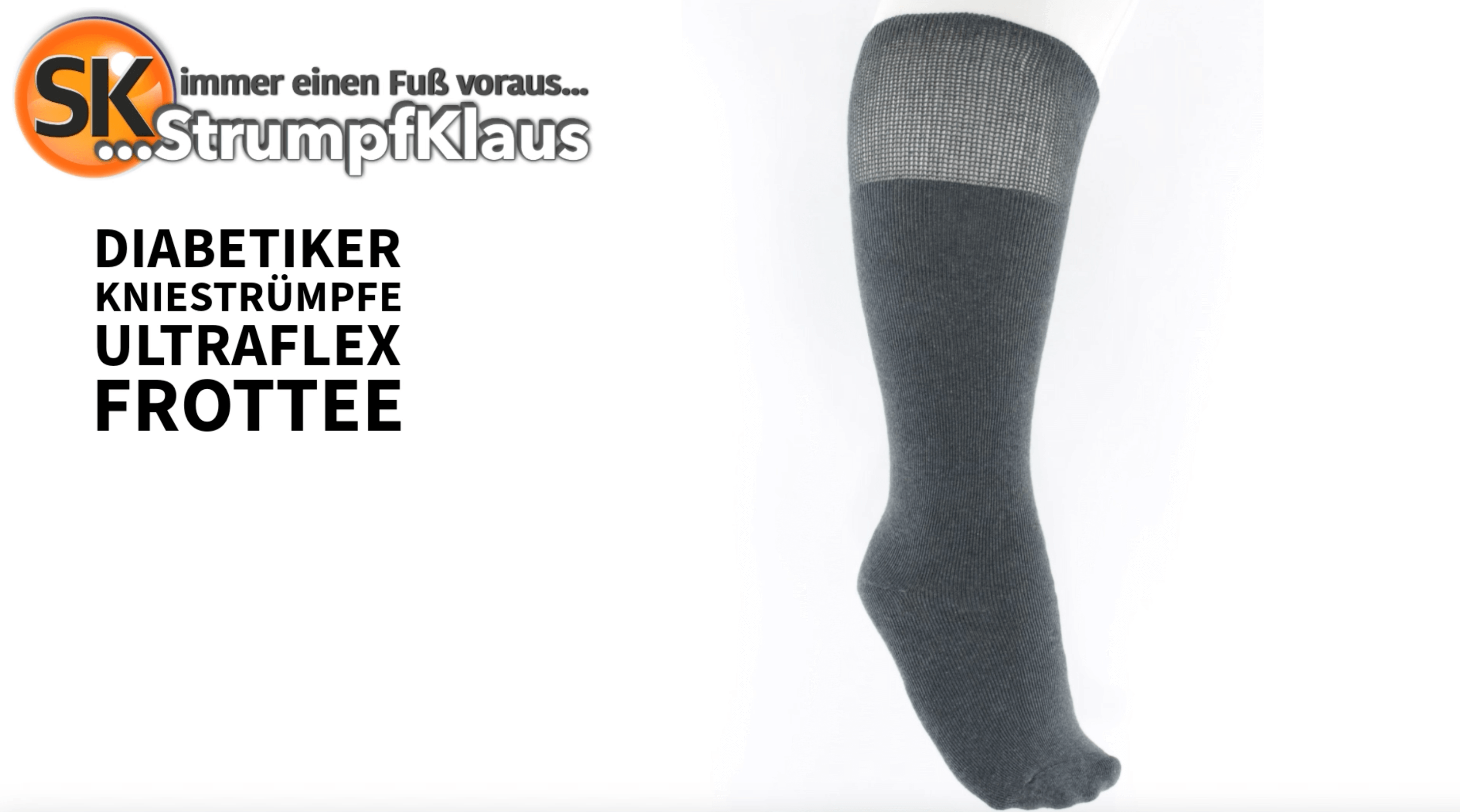 Video: Diabetiker Kniestrumpf ultraflex Frotte grau 