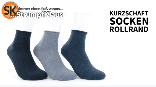 Video: Kurzschaftsocken Rollrand Jeanstöne
