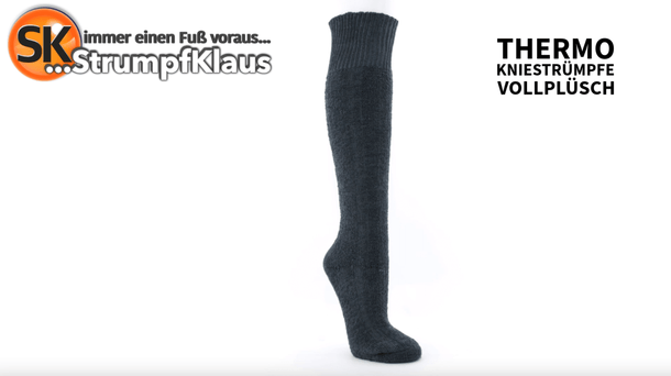 Video: Thermo Kniestrümpfe Vollplüsch anthrazit