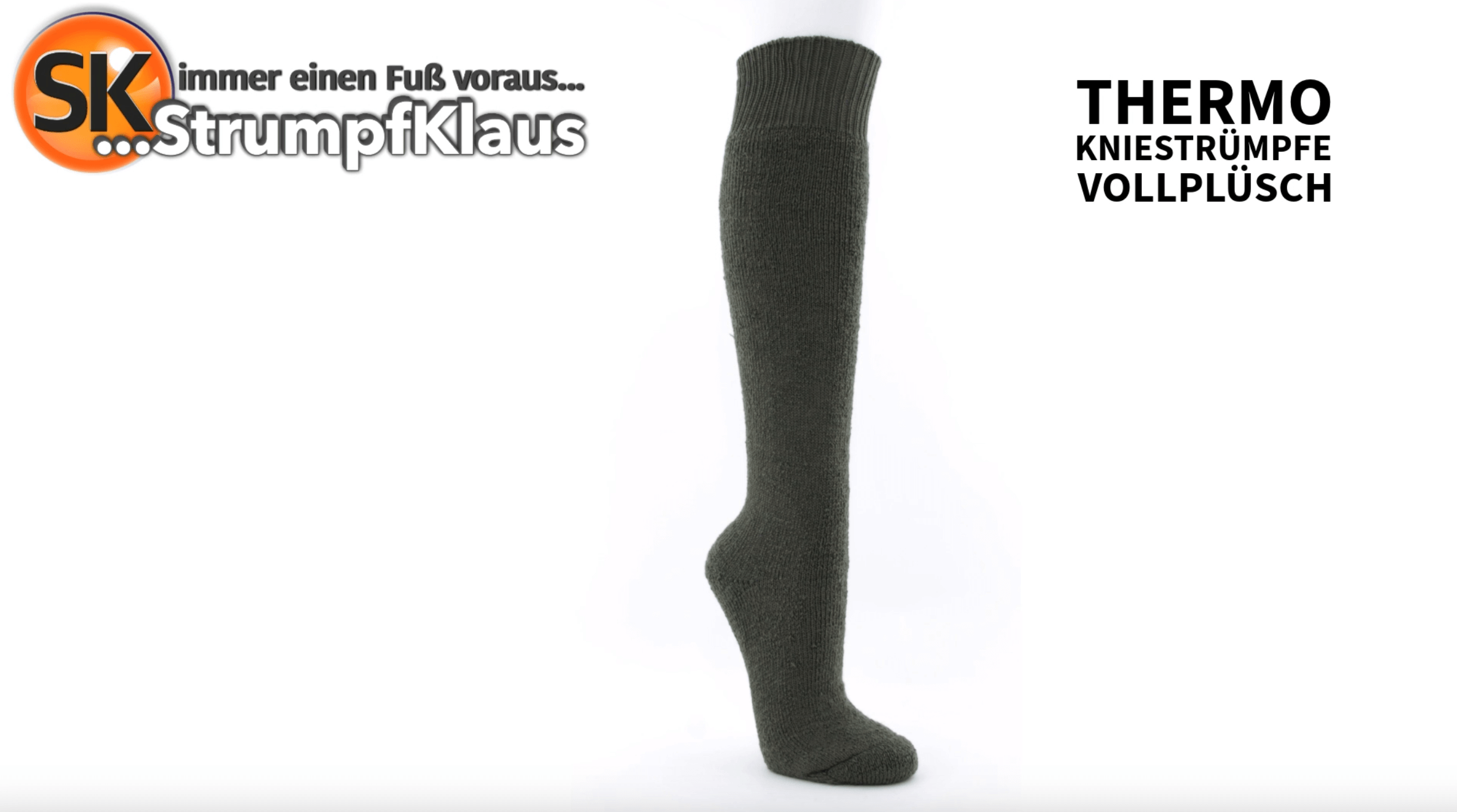 Video: Thermo Kniestrümpfe Vollplüsch oliv
