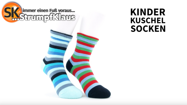 Video: Kinder Kuschelsocken geringelt blau