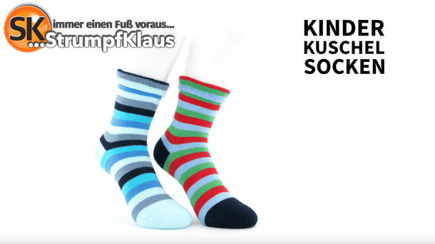Video: Kinder Kuschelsocken geringelt blau