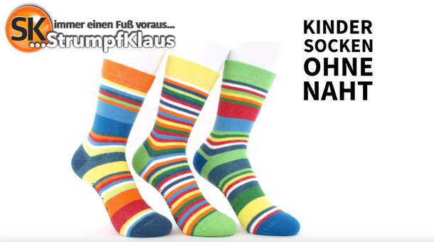 Video: Kindersocken ohne Naht Ringel bunt
