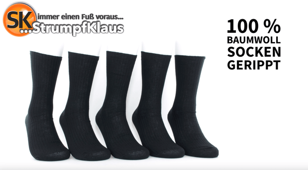 Video: Socken reine Baumwolle schwarz