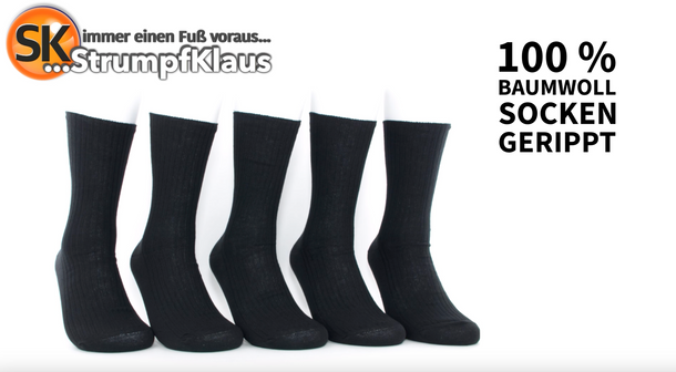 Video: Socken reine Baumwolle schwarz