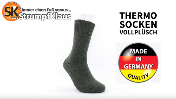Video: Thermosocken extra warm Wolle oliv