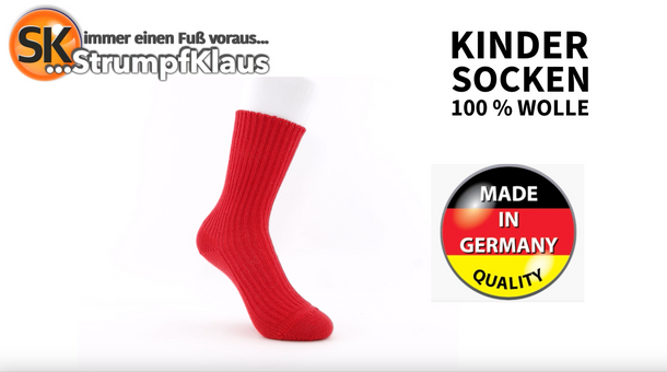 Video: Schafwollsocken Kinder rot