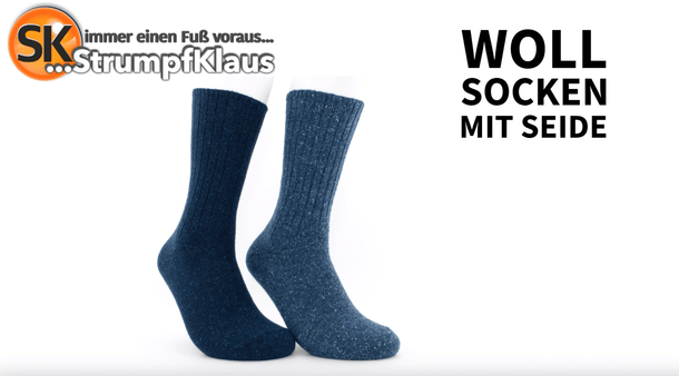 Video: Wollsocken mit Seide blau
