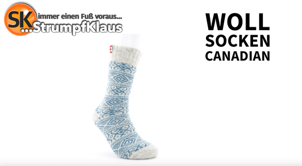 Video: Wollsocken Canadian blau