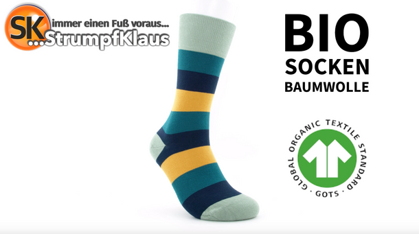 Video: Bio Socken Streifen petrol