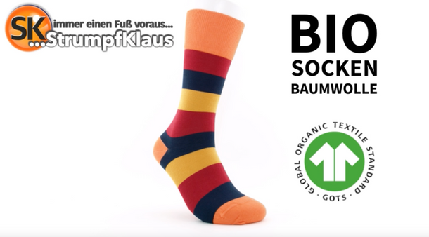 Video: Bio Socken Streifen orange