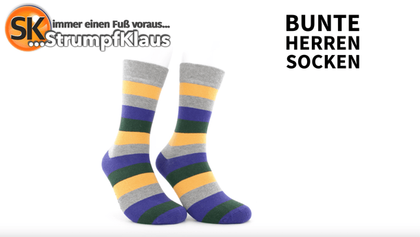 Video: Bunte Herrensocken Streifen lila