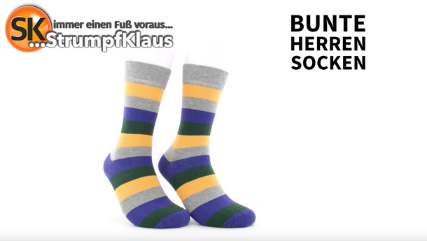 Video: Bunte Herrensocken Streifen lila