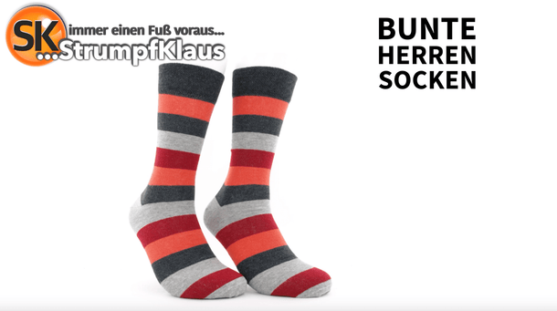 Video: Bunte Herrensocken Streifen orange