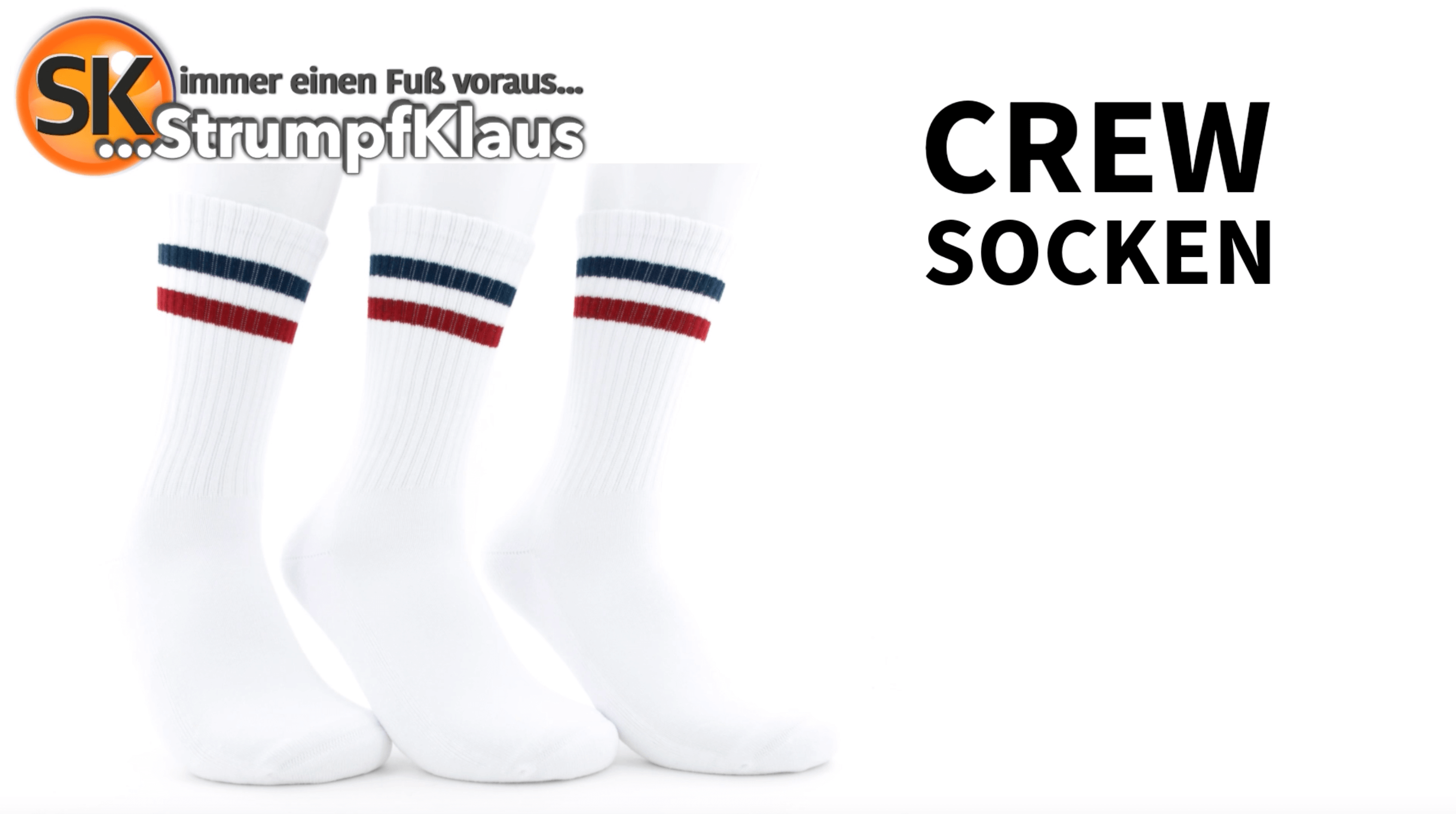 Video: Crew Socken weiß blau/rot