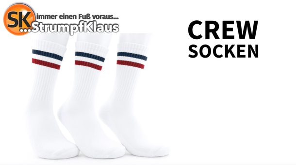 Video: Crew Socken weiß blau/rot