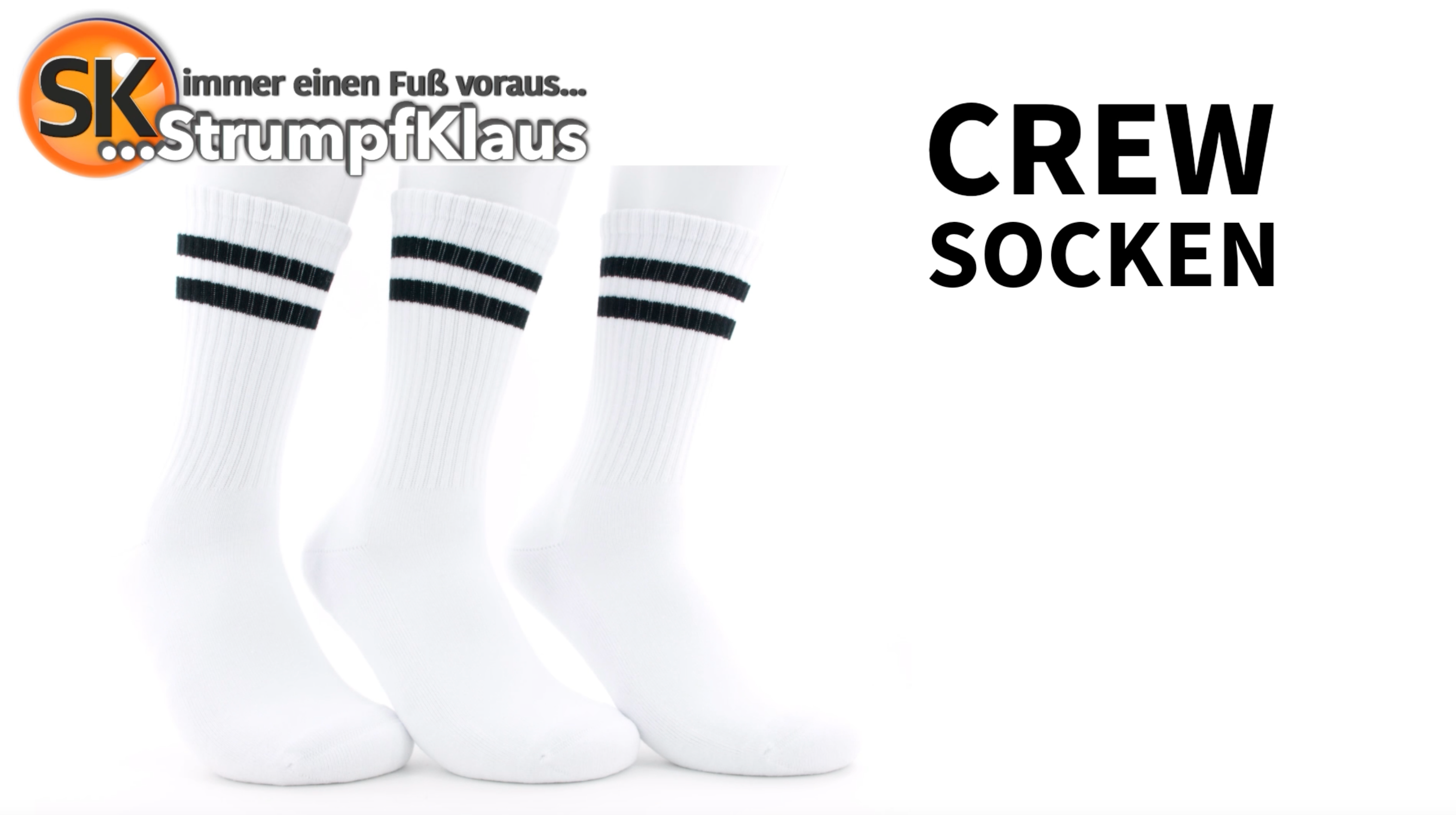 Video: Crew Socken weiß/schwarz