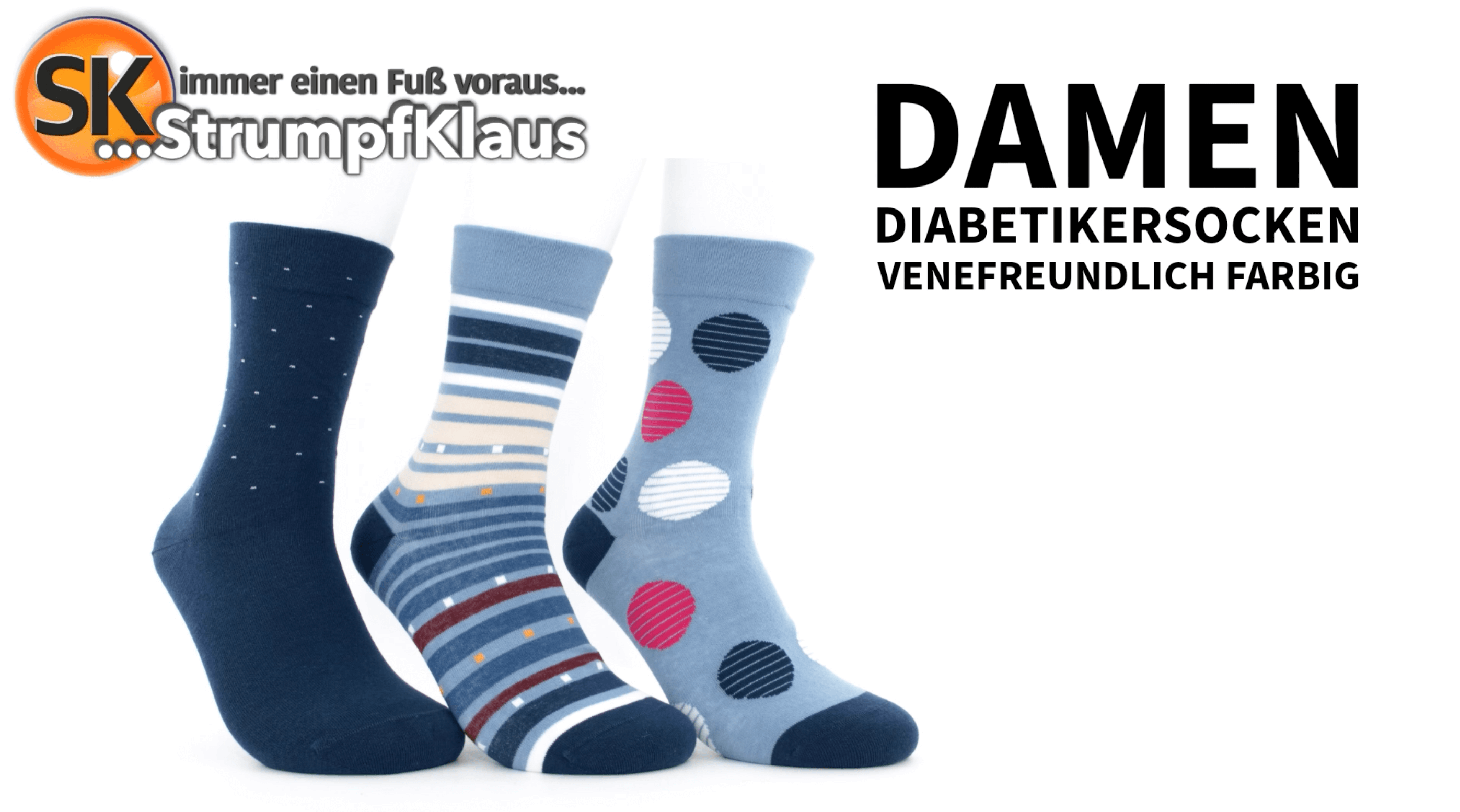 Video: Diabetiker Socken Damen bunt Herbst blau