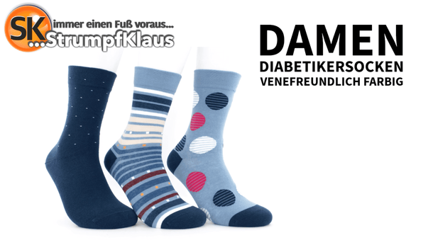 Video: Diabetiker Socken Damen bunt Herbst blau