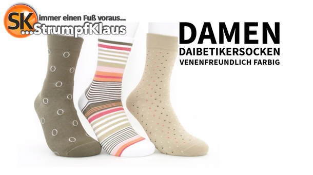 Video: Diabetiker Socken Damen bunt Sommer beige