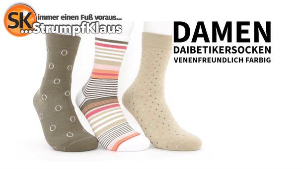 Video: Diabetiker Socken Damen bunt Sommer beige