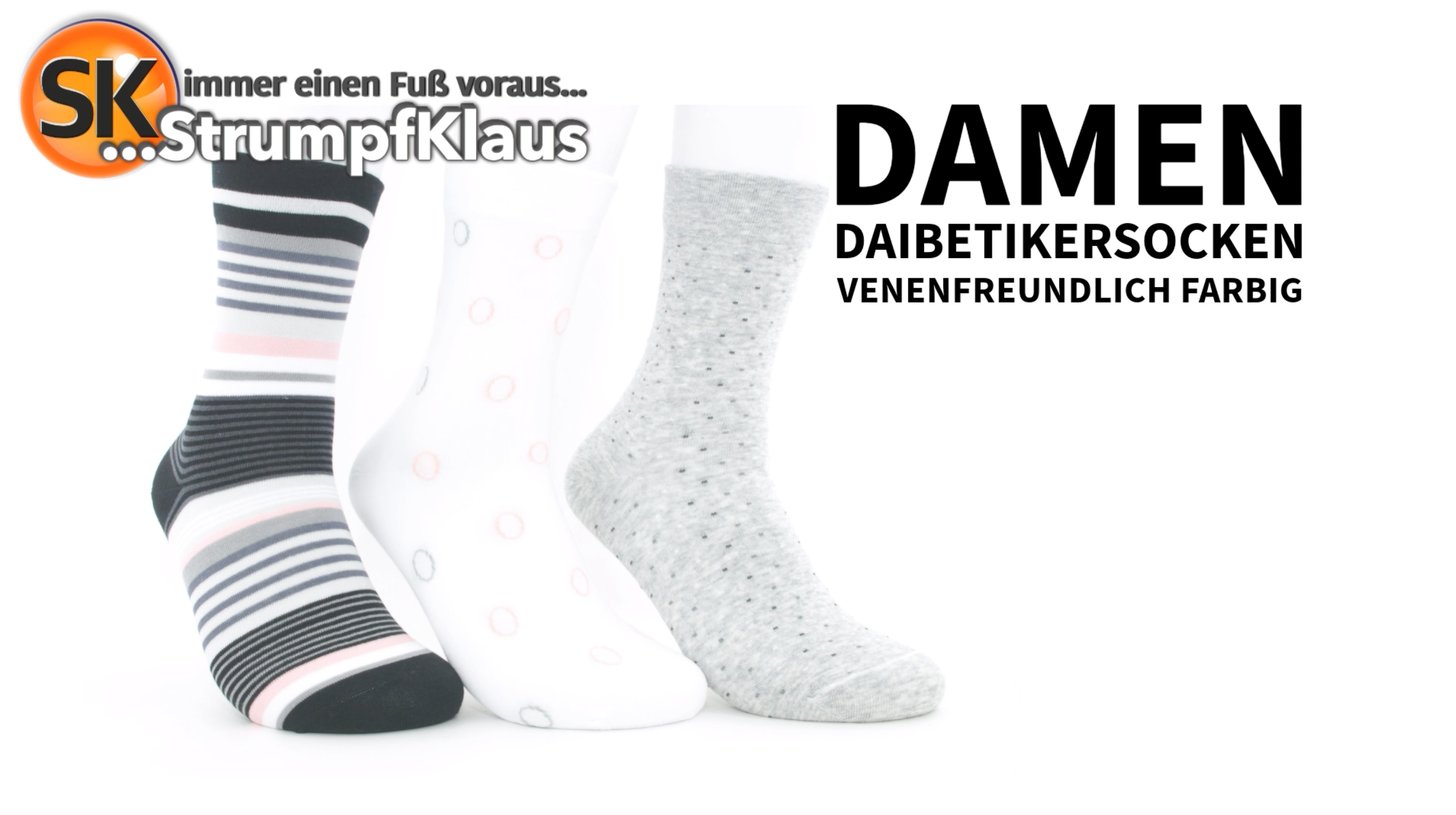 Video: Diabetiker Socken Damen bunt Sommer weiß