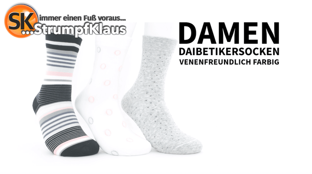 Video: Diabetiker Socken Damen bunt Sommer weiß
