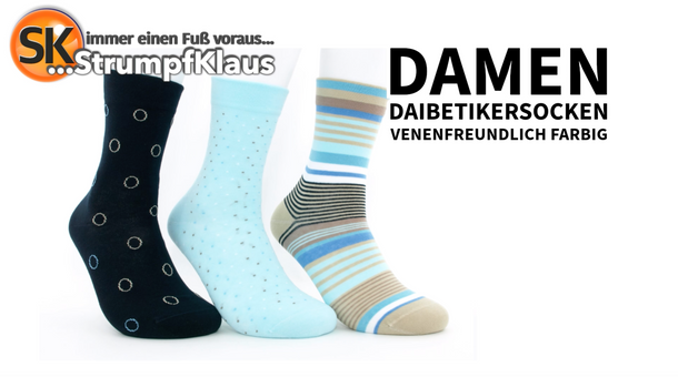 Video: Diabetiker Socken Damen bunt Sommer türkis