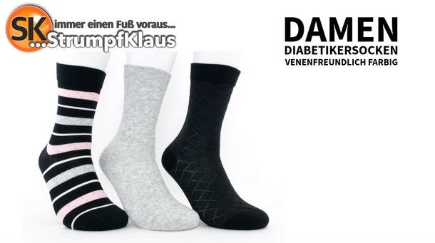 Video: Bild: Diabetiker Socken Damen bunt Winter schwarz