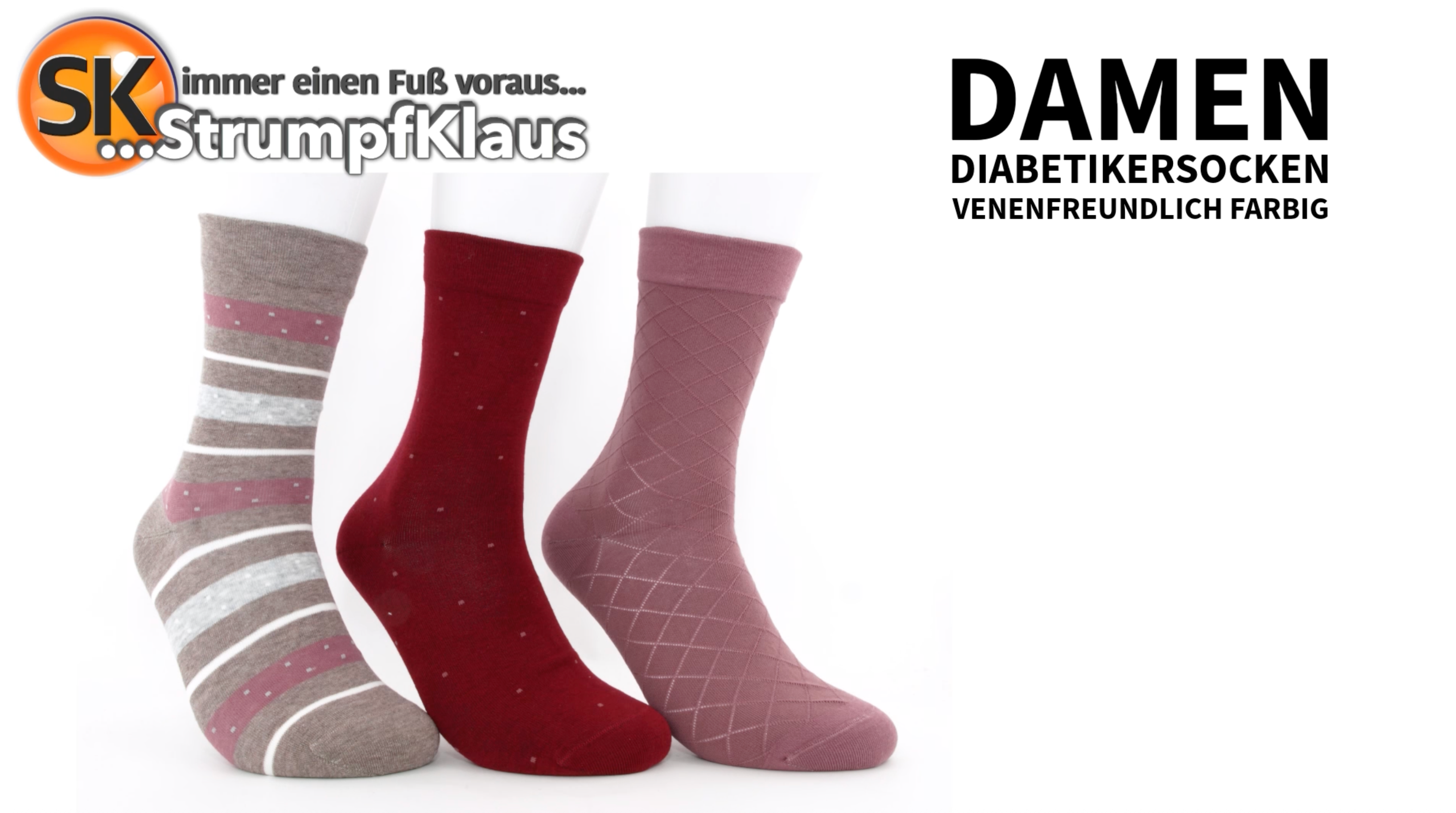 Video: Diabetiker Socken Damen bunt Winter rot