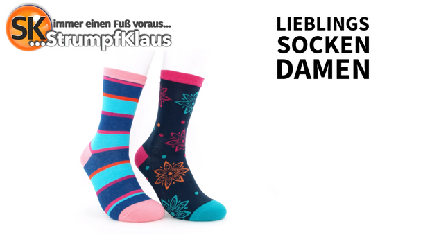 Video: Damensocken bunt Blumen