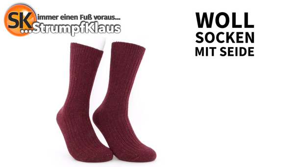 Video: Wollsocken mit Seide bordeaux