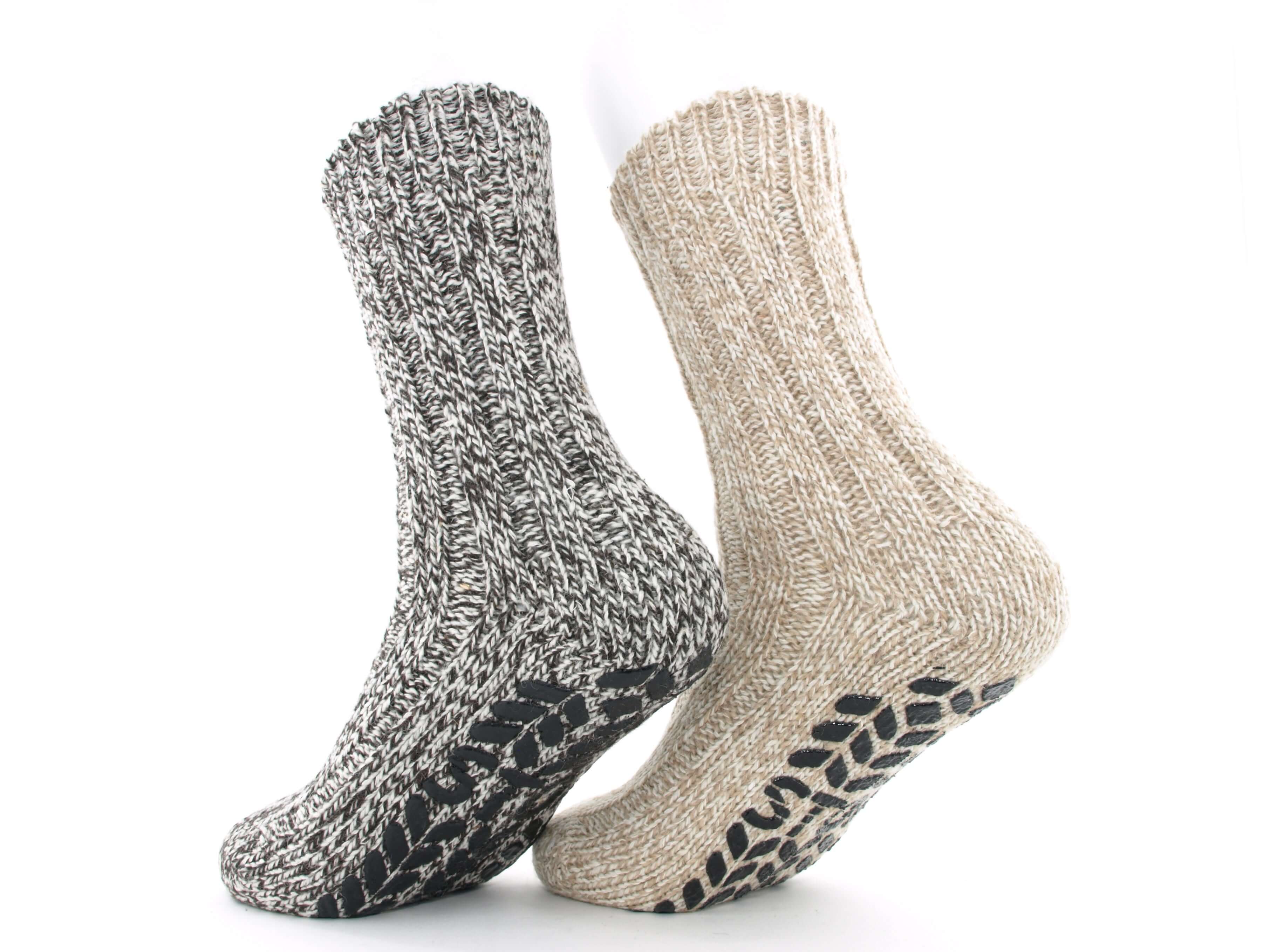 Bild: Wollsocken antirutsch braun 2